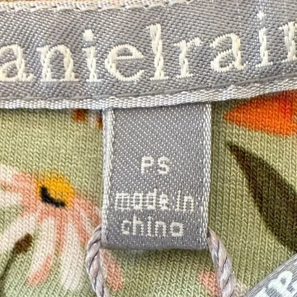 🆑Daniel Rain Green Blouse Orange Floral Size Small Petite - Picture 6 of 9